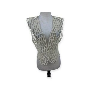 Pearl Beaded Vest Cream Ivory Boho Style